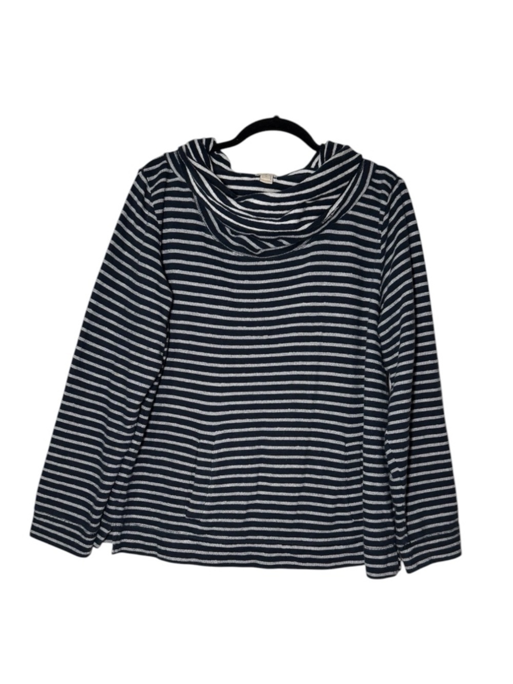 J. Crew Blue and White Striped Cowl Neck Sweater Terrycloth Cotton Size XL